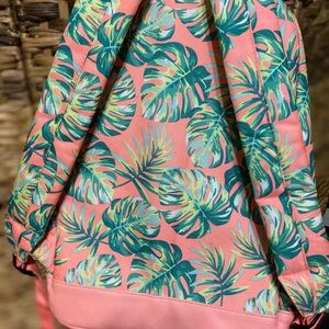 Peach and green leave design unisex backpack